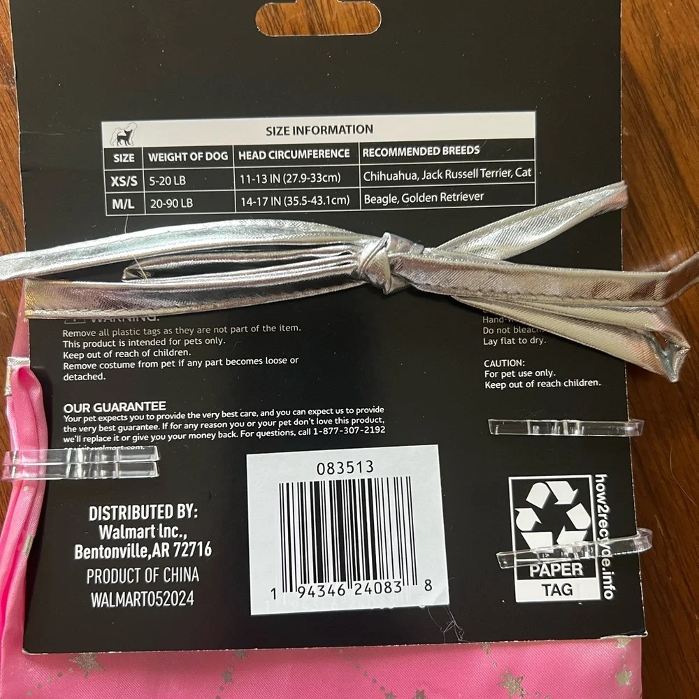 Pink and Silver Pet Costume